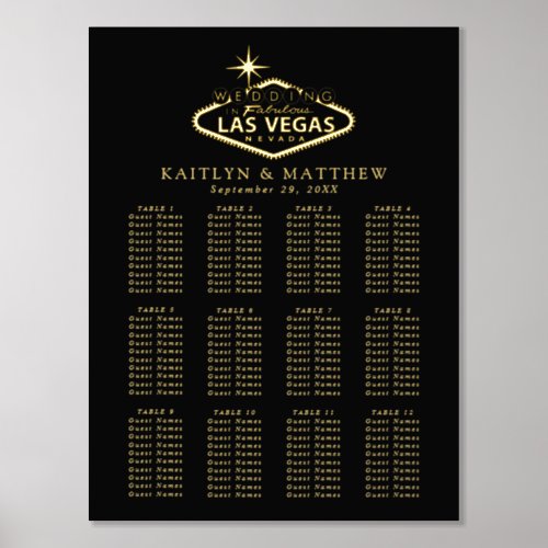Elegant Las Vegas Destination Wedding Seating Plan Foil Prints