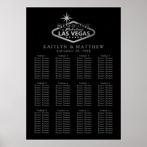 Elegant Las Vegas Destination Wedding Seating Plan Poster