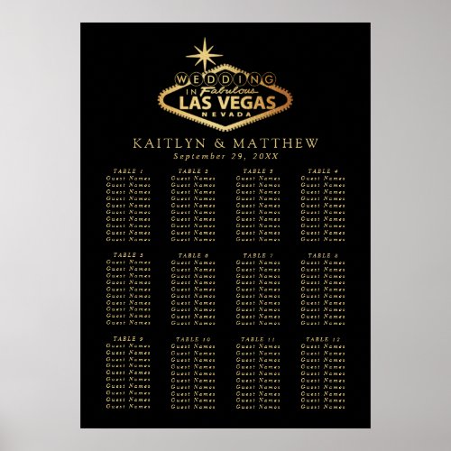 Elegant Las Vegas Destination Wedding Seating Plan Poster