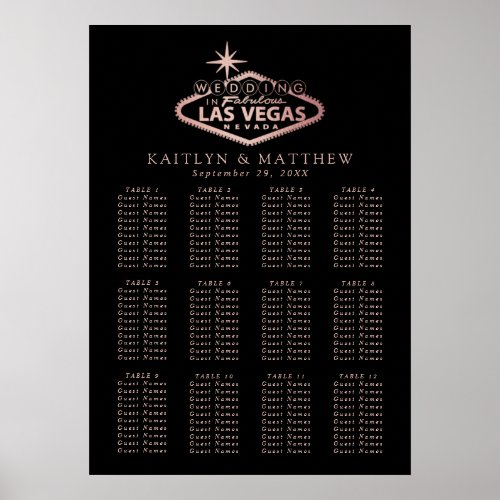 Elegant Las Vegas Destination Wedding Seating Plan Poster