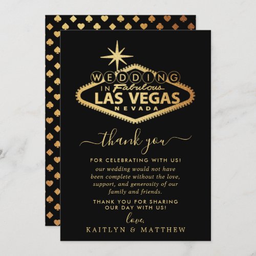 Elegant Las Vegas Destination Wedding Thank You Card