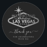 Elegant Las Vegas Destination Wedding Thank You Classic Round Sticker<br><div class="desc">Celebrate in style with these modern and very trendy wedding stickers. This design is easy to personalize with your special event wording and your guests will be thrilled when they receive these fabulous stickers.</div>
