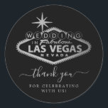 Elegant Las Vegas Destination Wedding Thank You Classic Round Sticker<br><div class="desc">Celebrate in style with these modern and very trendy wedding stickers. This design is easy to personalize with your special event wording and your guests will be thrilled when they receive these fabulous stickers.</div>