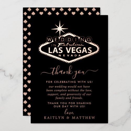 Elegant Las Vegas Destination Wedding Thank You Foil Invitation