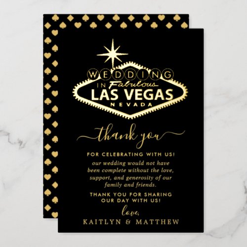 Elegant Las Vegas Destination Wedding Thank You Foil Invitation