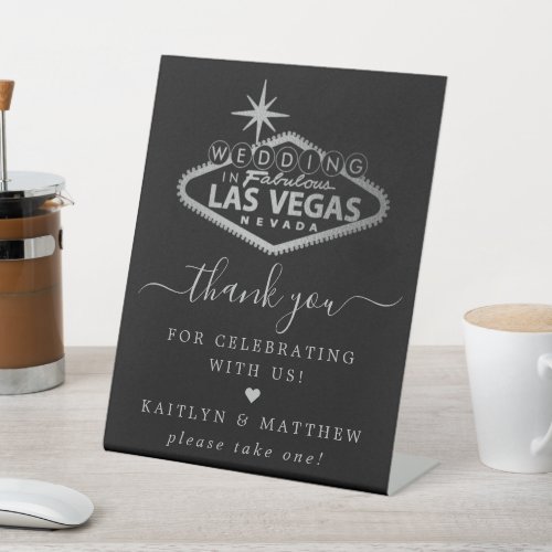 Elegant Las Vegas Destination Wedding Thank You Pedestal Sign