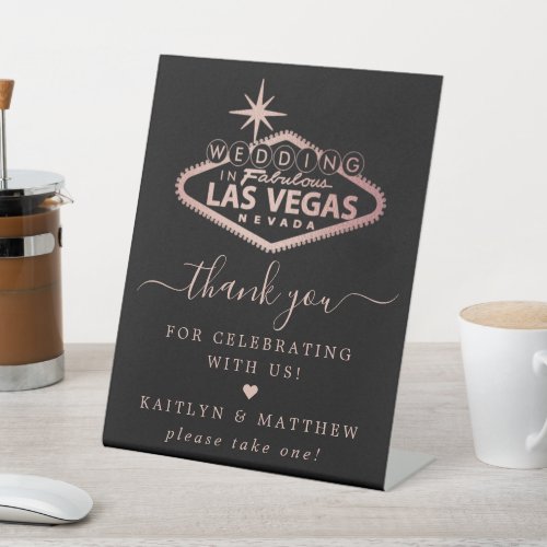 Elegant Las Vegas Destination Wedding Thank You Pedestal Sign