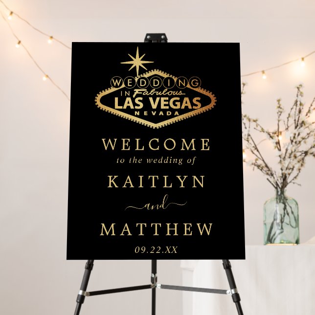Elegant Las Vegas Destination Wedding Welcome Foam Board (In Situ (Stand))