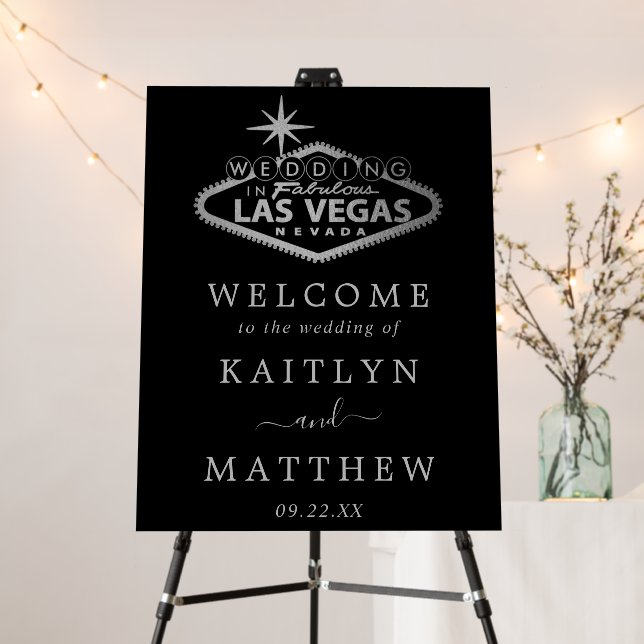 Elegant Las Vegas Destination Wedding Welcome Foam Board (In Situ (Stand))