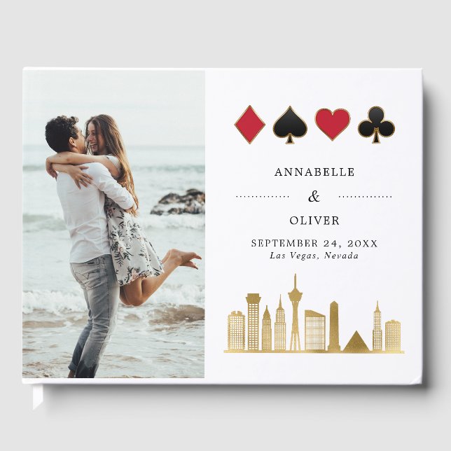 Elegant Las Vegas Photo Destination Wedding Guest Book (Front)