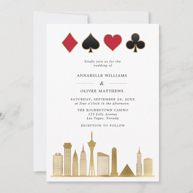 Elegant Las Vegas Photo Destination Wedding Invitation (Front)