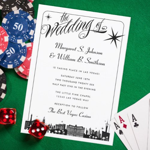 Elegant Las Vegas Strip Skyline Wedding Invitation