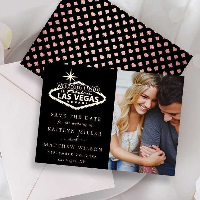 Elegant Las Vegas Wedding Photo Save The Date Real Foil Invitation (Creator Uploaded)