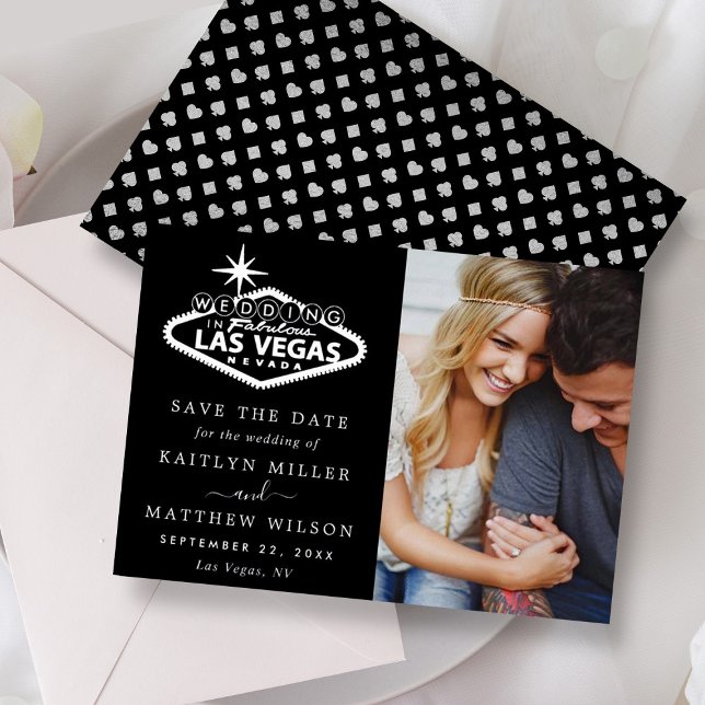 Elegant Las Vegas Wedding Photo Save The Date Real Foil Invitation (Creator Uploaded)