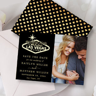 Elegant Las Vegas Wedding Photo Save The Date Real Foil Invitation