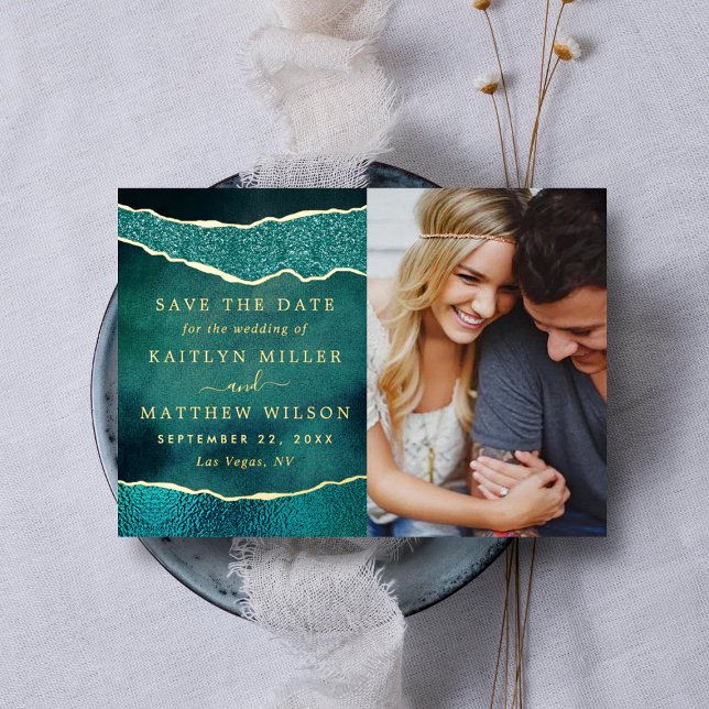 Elegant Las Vegas Wedding Photo Save The Date Real Foil Invitation (Creator Uploaded)