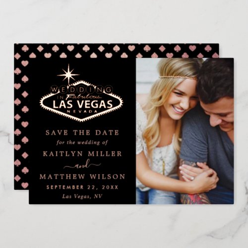 Elegant Las Vegas Wedding Photo Save The Date Real Foil Invitation