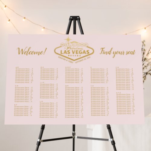 Elegant Las Vegas Wedding Pink Gold Seating Chart Foam Board