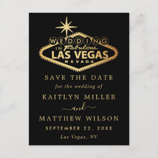 Elegant Las Vegas Wedding Save The Date Announcement Postcard