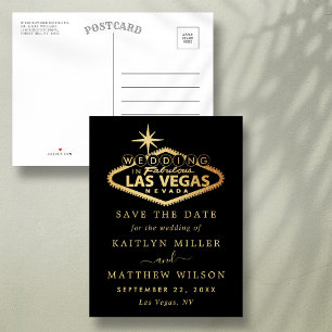 Elegant Las Vegas Wedding Save The Date Announcement Postcard