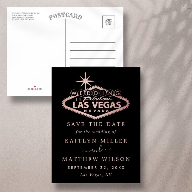 Elegant Las Vegas Wedding Save The Date Announcement Postcard (Creator Uploaded)