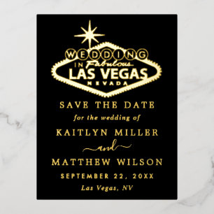 Elegant Las Vegas Wedding Save The Date Real Foil Invitation Postcard