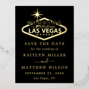 Elegant Las Vegas Wedding Save The Date Real Foil Invitation Postcard