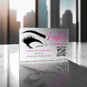 Elegant Lash Artist Logo Clear QR Code Business Cards