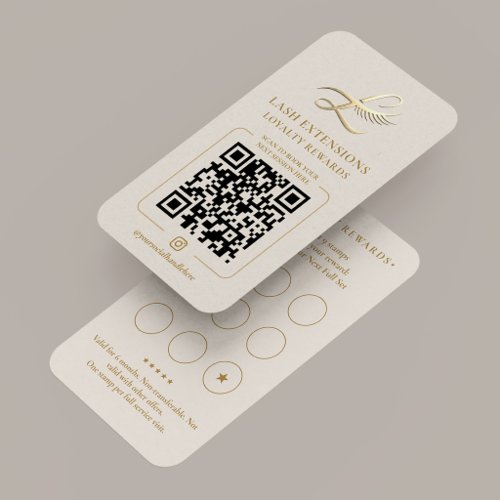 Elegant Lash Extensions Loyalty Rewards Sand 9 Business Card