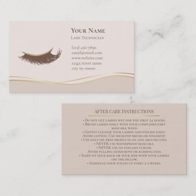 Elegant Lash Technician After care Card (Front/Back)