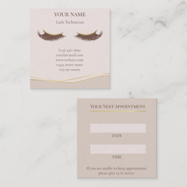 Elegant Lash Technician Appointment Card (Front/Back)