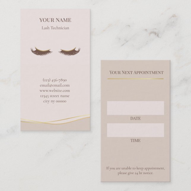 Elegant Lash Technician Appointment Card (Front/Back)