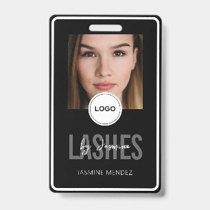 Elegant LASH Technician Black White Photo Lanyard  Badge