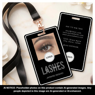Elegant LASH Technician Black White Photo Lanyard Badge