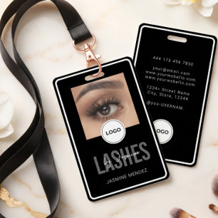 Elegant LASH Technician Black White Photo Lanyard Badge