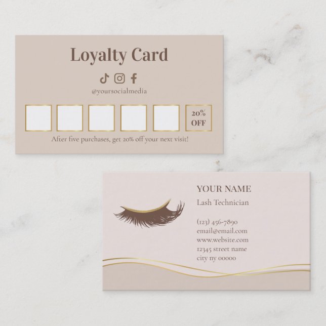 Elegant Lash Technician Loyalty Card (Front/Back)