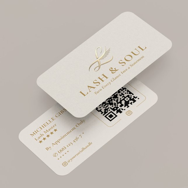 Elegant Lash Technician Makeup Artist Sand Beige Business Card (Elegant Lash Technician Makeup Artist Sand Beige Business Card
)