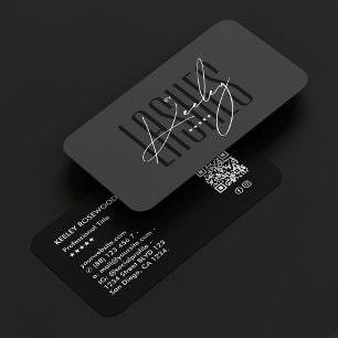 Elegant Lash Technician Signature Black Business Card