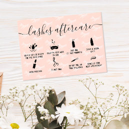 Elegant lashes aftercare blush pink illustrations business card
