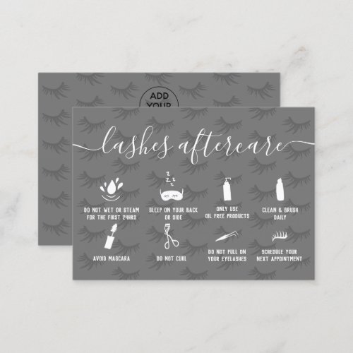 Elegant lashes aftercare gray illustrations business card