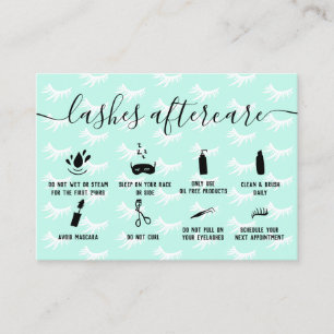 Elegant lashes aftercare teal blue illustrations business card
