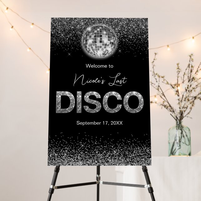 Elegant Last Disco Bachelorette Party Welcome Sign (In Situ (Stand))