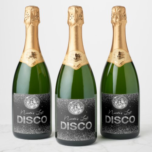 Elegant Last Disco Retro Bachelorette Custom Sparkling Wine Label