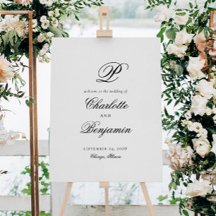 Elegant Last Name Initial Wedding Welcome Sign