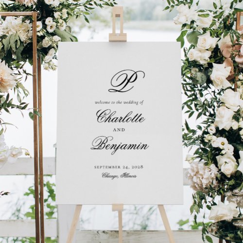 Elegant Last Name Initial Wedding Welcome Sign