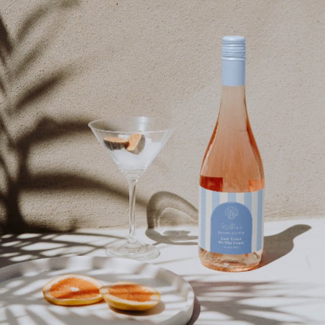 Elegant Last Toast Bachelorette Party Favor Sparkling Wine Label (Modern Arch Last Toast On the coast wine bottle label with vintage styling)