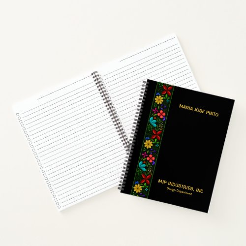 Elegant Latin American Folk Floral Black Checklist Notebook