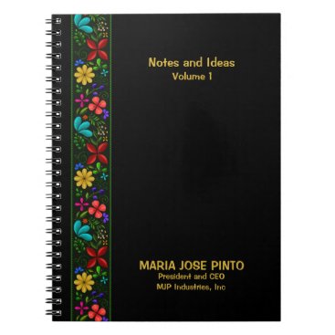 Elegant Latin American Folk Floral Notes and Ideas Notebook