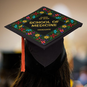 Elegant Latin American Folk Floral School Class Graduation Cap Topper