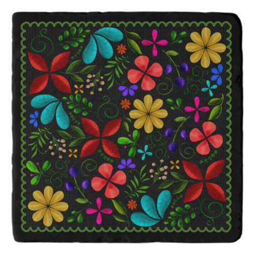 Elegant Latin American Folk Floral Trivet